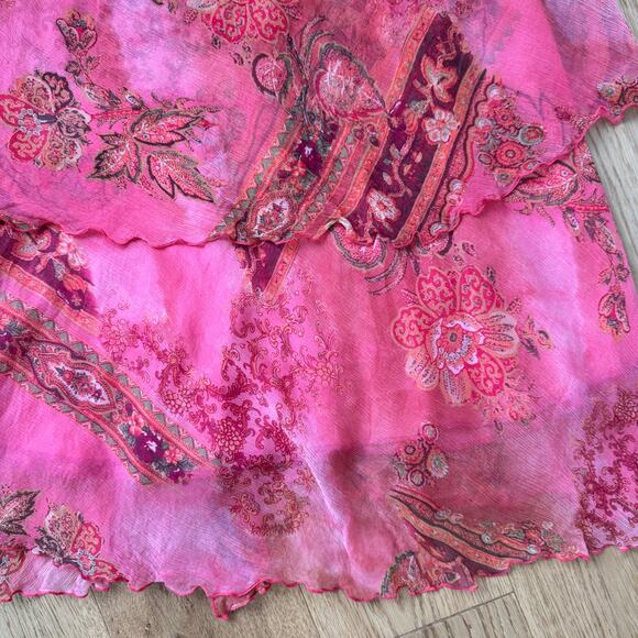 Vintage Silk Mesh Ruffle Midi Skirt (S) - Picture 10 of 11